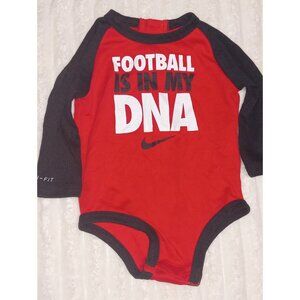 Nike Onesie Baby Boy Size 9 Months Infant Football Is In My DNA Swoosh Red Black